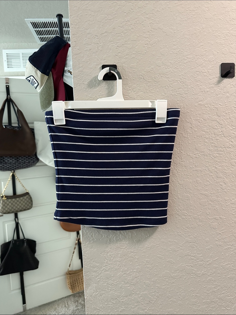 Striped Navy Blue Tube Skirt - Women's Casual Skirt